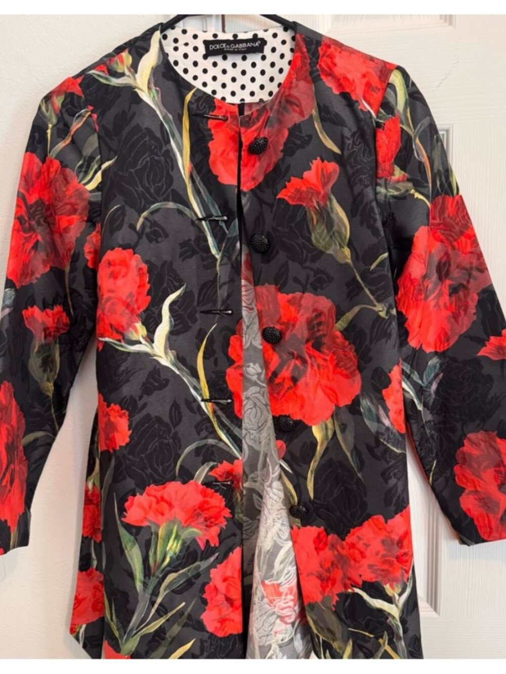 Dolce & Gabbana Floral Coat Jacket Size 38 Red Black - Picture 3 of 8